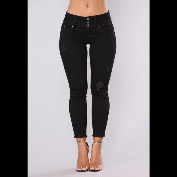 Fashionnova Disstressed Black Jeans - Picture 2 of 4